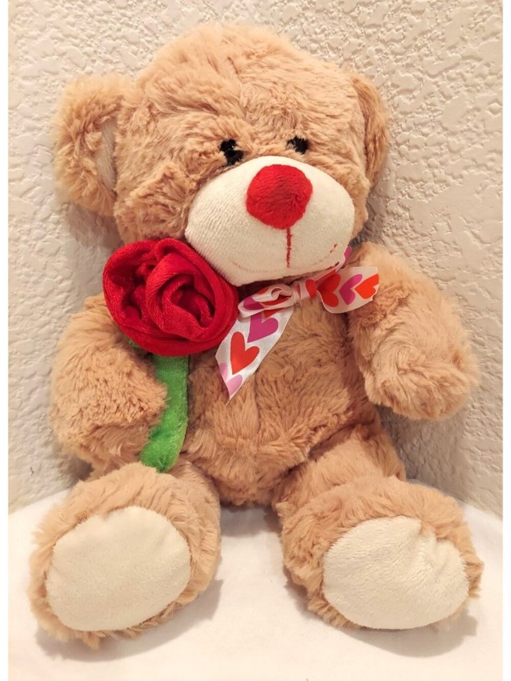 Kelly Toys Bear Rose Plush Valentine's Stuffed Brown Bear With Bow And Rose